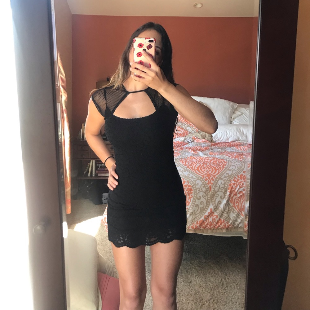 Urban Outfitters Black Eyelet Lace Bodycon Dress